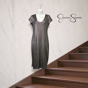 Jessica Simpson, Glittery Midi Dress, Size XL, Silver